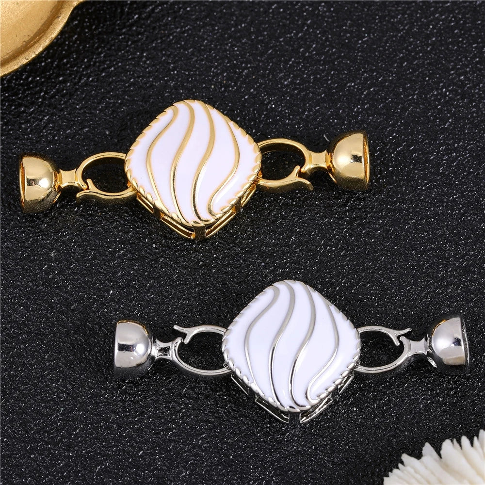 Juya Handmade 18K Gold Silver Plated Fastener Bail Connector Clasps Accessories For Needlework Pearls Beads Jewelry Making