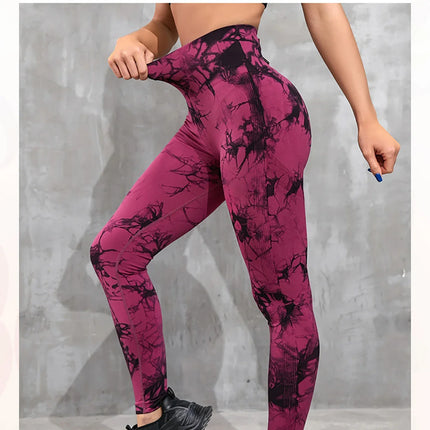 Tie Dyed Yoga leggings Women  Fitness Sports leggings High Waist Peach Hip Underpants 2024 New Tight Yoga Pants