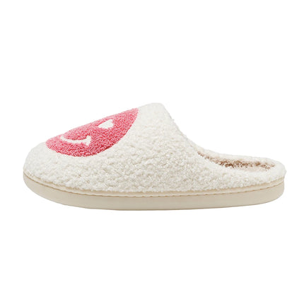 Women Home Winter Slippers Smile Face Heart Eye Style Fluffy House Cute Print Gift Fleece Flat Ladies Indoor HouseShoes