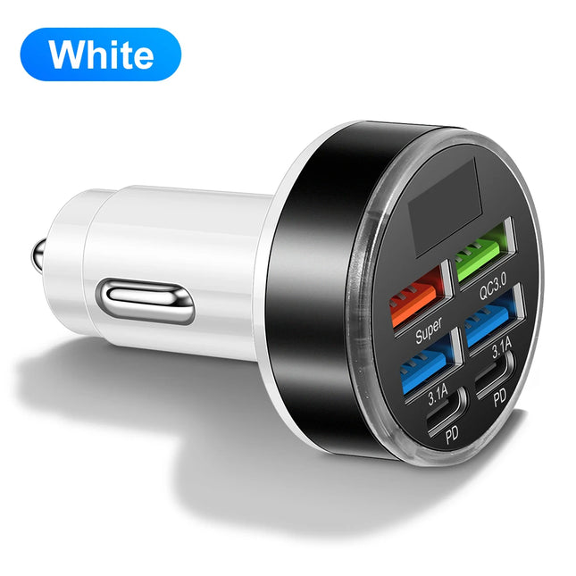 Total 100W Car Charger 6 Ports USB C Charger PD Fast Charging for iPhone 15 14 13 Pro Max Xiaomi 14 13 Samsung