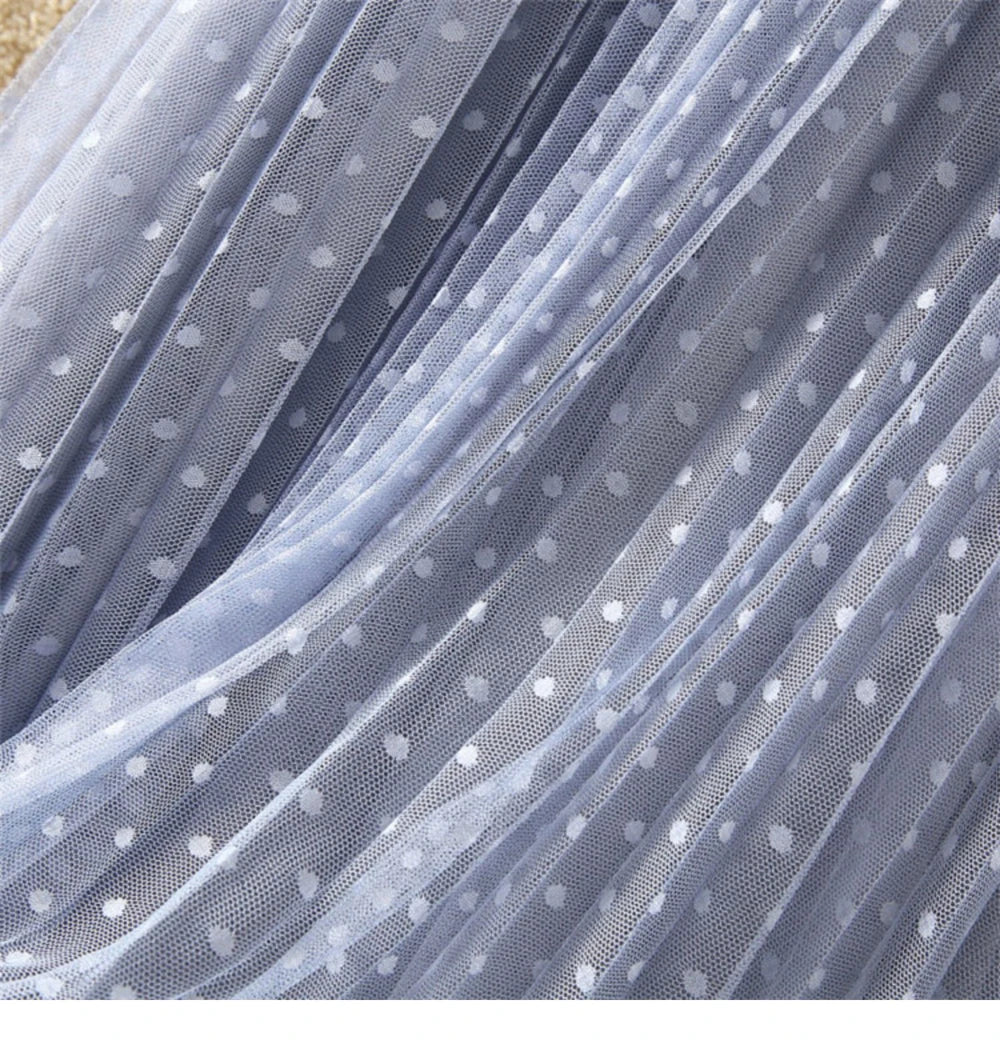 Tutu Tulle Long Maxi Skirt Women Fashion 2023 Korean Cute Pink High Waist Pleated Skirt Mesh Female Lady Aesthetic Faldas