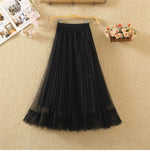 Tutu Tulle Long Maxi Skirt Women Fashion 2023 Korean Cute Pink High Waist Pleated Skirt Mesh Female Lady Aesthetic Faldas