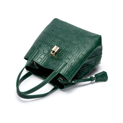 Classic Style Fashion Retro Craft New 2024 Women'S Handbag Letter Printed Metal Accessories Large Capacity Solid Color