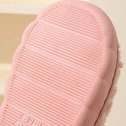 Eyriphy New Fashion Cotton Slippers For Women Winter Warm House Shoes Curly Faux Cotton Bedroom Slides Non-Slips Comfort Slipper