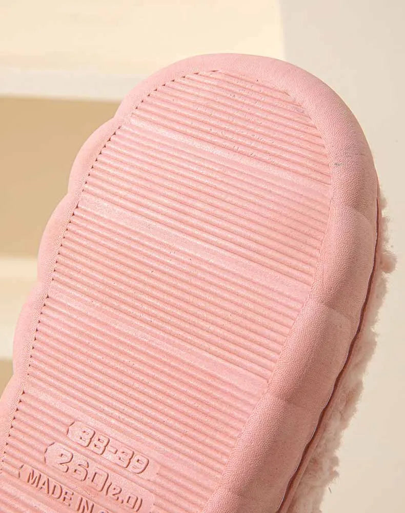 Eyriphy New Fashion Cotton Slippers For Women Winter Warm House Shoes Curly Faux Cotton Bedroom Slides Non-Slips Comfort Slipper