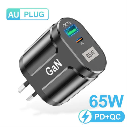 USLION 65W GaN USB C Charger Quick Charge Korea EU US Plug PD USB-C TypeC Fast USB Charger For iPhone 14 Xiaomi Samsung Macbook