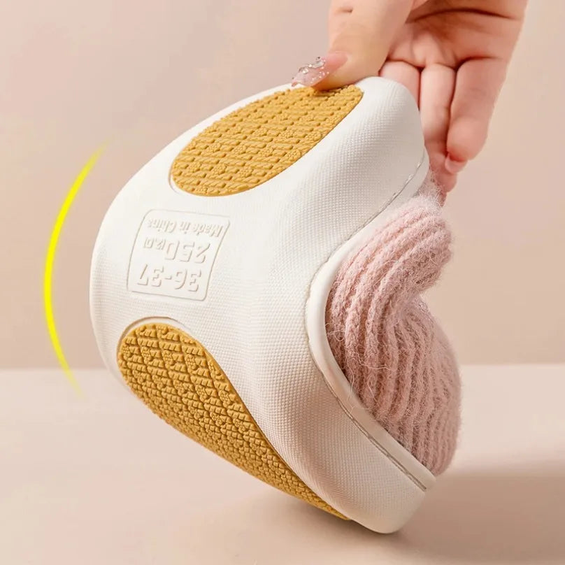 House Fuzzy Slipper Women Striped Winter Warm Fur Plush Non Slip Grip Indoor Lazy Soft Female Thermal Home Shoe Flat Male Men