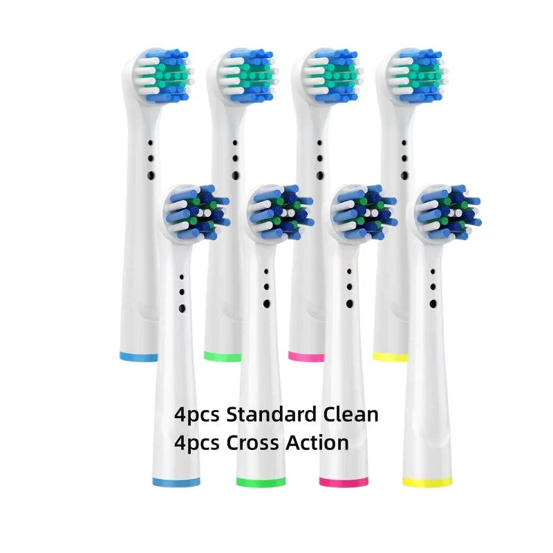 4/8PCS Replacement Brush Heads for Oral B Electric Toothbrushes Floss Cross Action 3D Pro White Precision Standard Daily Clean