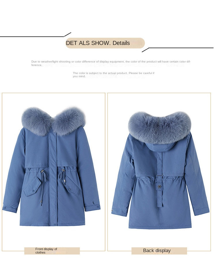 Women Parka Fashion Long Coat Wool Liner Hooded Parkas 2023 New Winter Jacket Slim with Fur Collar Warm Snow Wear Padded Clothes