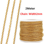 No Fade 2Meters Stainless Steel Chains for Jewelry Making DIY Necklace Bracelet Accessories Gold Chain Lips Beads Beaded Chain