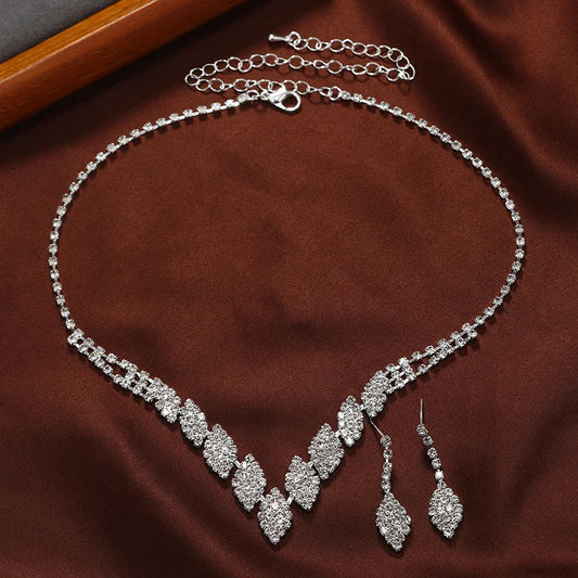 3pcsLuxury clavicle chain, high sense of temperament, bridal diamond-encrusted banquet set chain ornaments