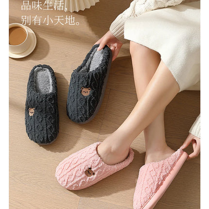 QYCKABY Women's Lovely Simplicity Fur Slippers Unisex Home Comfortable Plush Lined Slip On Shoes, Mens Warm Autumn Winter Slides