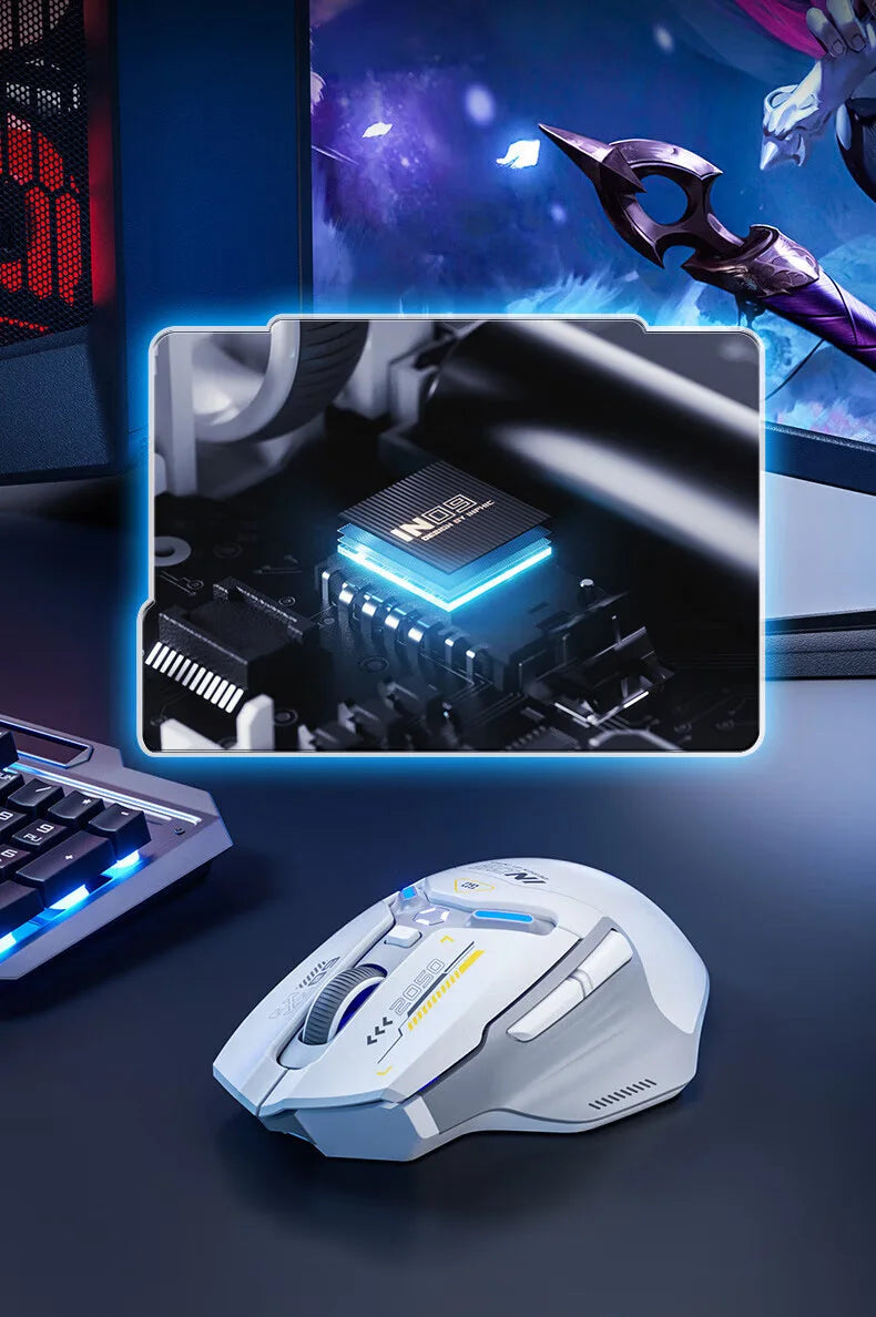 Inphic IN9 Wireless Gaming Mouse Rechargeable Ergonomics Bluetooth Mouse RGB Lighting Effect Desktop Computer Laptop Universal