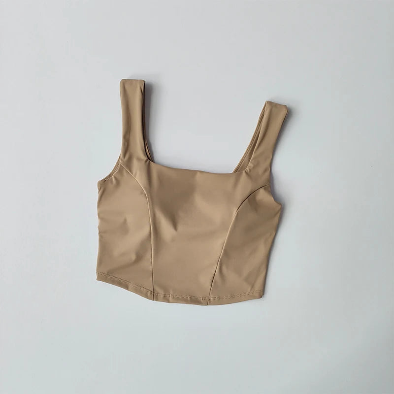 One-piece Cup Cross Back Sports Bra Women's Shockproof Tank Top Running Fitness Bra Quick Drying Breathable Yoga Bra