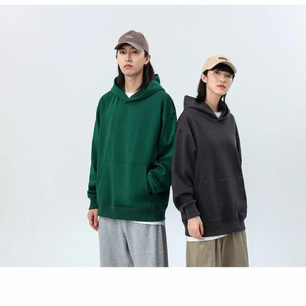 16.9oz 480gsm Heavy Weight Cotton Plus Velvet Hooded Sweater Men Thickened Tight Polar Fleece Pullover Hoodie Women Sweatshirt