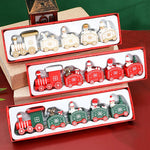 Wooden Train Christmas Ornaments Santa Cake Decoration Merry Christmas Navidad New Year Party Table Decoration Kids Gifts Toys