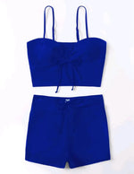 Drawstring Front Shorts Bikinis 2025 High Waist Swimsuit Women Swimwear Female Bathers Bathing Swimming Swim Suit Beachwear