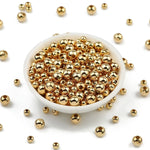 JHNBY Gold Plated Metal beads 2/3/4/5/6/8MM Round Iron Spacer Loose Beads For Jewelry Bracelets Necklace Making DIY Accessories
