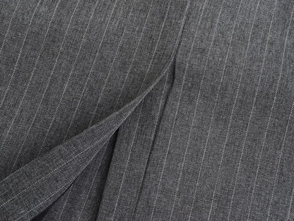 TRAF 2024 Spring Women Fashion Grey 2 Piece Sets Woman Pinstripes Pockets Slim Blazer Coat + Zipper Versatile Female Mini Skirts
