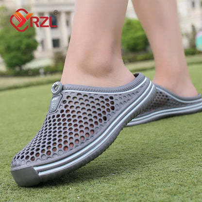 YRZL Men Summer Shoes Sandals Men's Holes Sandals Hollow Breathable Flip Flops Clogs Shoes Fashion Beach Slippers Big Size 45