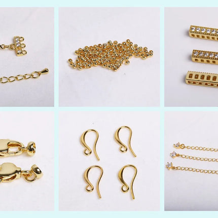 18K Gold Plated Separators For Bead,Spacers Beads For Jewelry Making,Brass Metal Round Beads,DIY Bracelets/Necklace Accessories