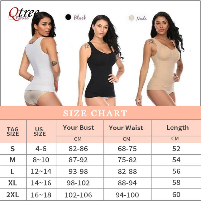 Qtree Women Tummy Control Shapewear Classic 2-IN-1 with Padded Bra High Elastic Strench Vest Body Shaper Slim Up Lift Corset