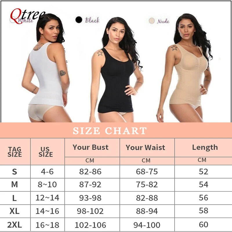 Qtree Women Tummy Control Shapewear Classic 2-IN-1 with Padded Bra High Elastic Strench Vest Body Shaper Slim Up Lift Corset