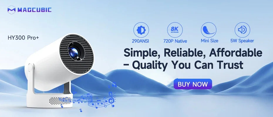 Magcubic Auto Focus Android14 4K Projector 900ANSI 8K Native 1080P HY350Max With Wifi6 BT5.4 16G Allwinner H726 Portable Outdoor