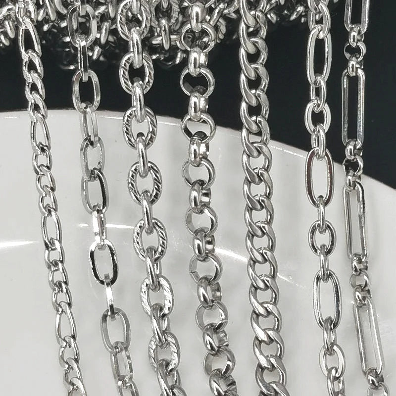1meter Stainless Steel Necklace Chain for Jewelry Making DIY 1:3 NK Rolo Cable Link Curb Chains Thick Chain Bracelet Accessories