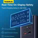 Baseus 35W Fast Charger Digital Power Strip 7-in-1 Charging Station 4000W Rated Power Digital Display For iPhone16 15 14 Pro Max