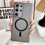 Matte Transparent Ultrathin Magnetic Phone Case for Samsung Galaxy S24 S25 Ultra S22 S23 Plus S24 Ultra Lens Protection PC Cover