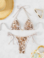 2025 Halter String Triangle Two Piece Bikini Women Swimwear Female Swimsuit Bathers Bathing Swimming Suit Beachwear Summer