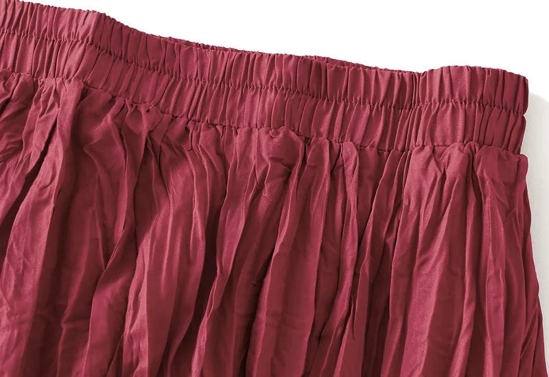 UCXQ Simple Luxury Multi Solid Colors Pleated Skirt For Women's Large Hem Folds A-line Skirts Female 2024 Spring Autumn 23A7004