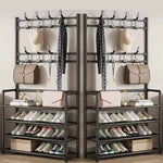 Clothes Hanger Multi-Layer Shoe Rack Doorway DIY Hat and Shoes Shelf Simple Floor-Standing Living Room Organizer Storage Racks