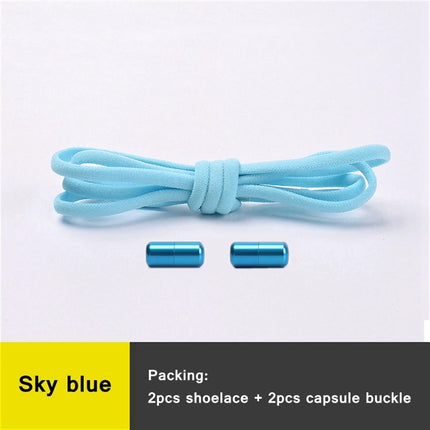 21 Colors No Tie Shoelaces Round Color Metal Lock Elastic Shoelace General For Children And Adults Sneakers Lazy Laces Unisex