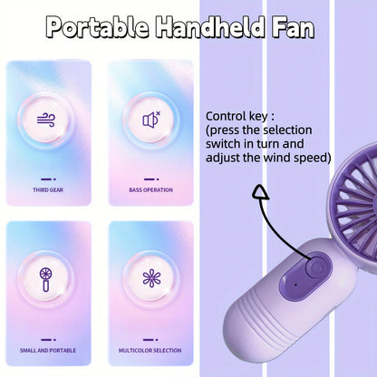 1PC USB Mini Rechargeable Portable Fan with 3 Speeds, Handheld Fan for Gift Choice, Perfect For Office, Outdoor, Travel, Camping