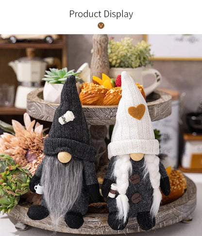 4 Styles Coffee Gnome Dolls Coffee Gnomes Plush Nordic Doll Bar Home Decoration Knitted Faceless Doll Elf Dwarf Plush Figurine
