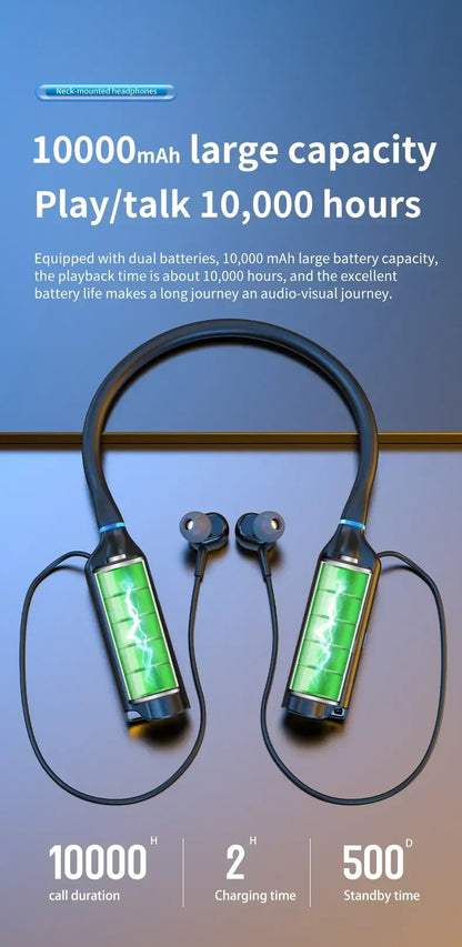 10000Hours Playback Wireless Headphones Neckband Earphone Bluetooth Bass Headset Sports Waterproof Earplugs Can Be As Power Bank