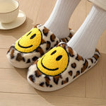 Leopard Fluffy Slippers for Home Smile Designer Platform Shoes Women 2024 Indoor Plush Sliders Warm Flats Chic Winter Footwear