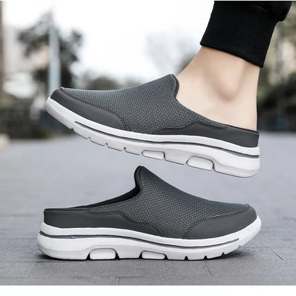 2024 Summer new breathable mesh shoes outdoor non-slip walking shoes comfortable sandals men half slippers casual loafers 35-48