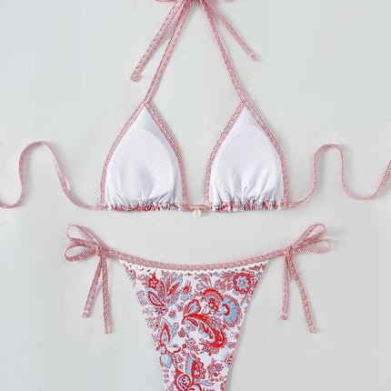 2025 Halter String Triangle Two Piece Bikini Women Swimwear Female Swimsuit Bathers Bathing Swimming Suit Beachwear Summer