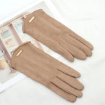 Women Autumn Winter Keep Warm Touch Screen Thin  Solid Simple Gloves Cycling Drive Suede Fabric Elegant Windproof