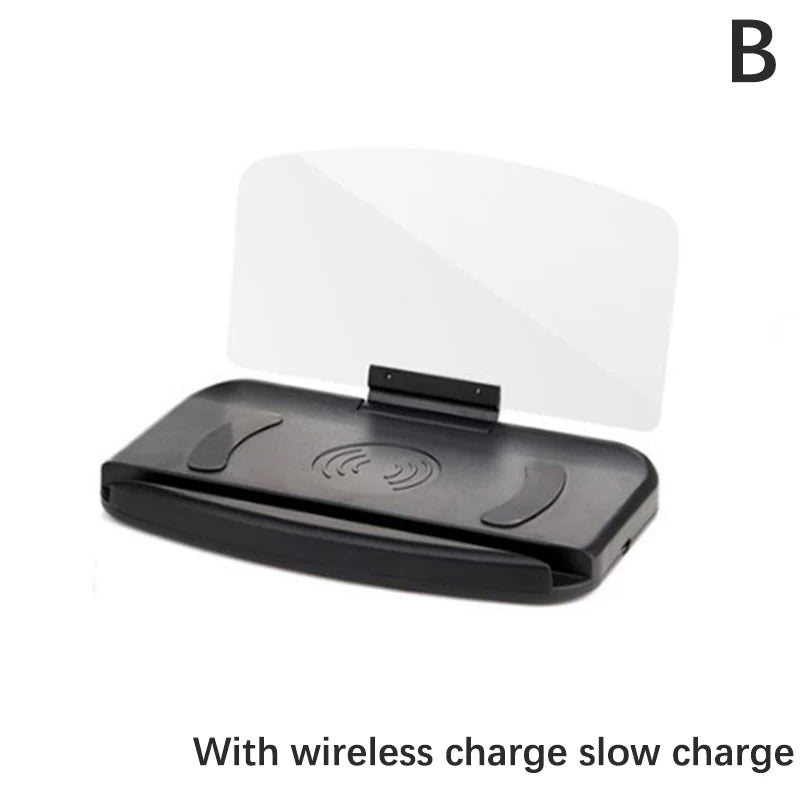 Mobile Phone Holder HUD Car Navigation Projector Head-up Display QI Wireless Charger Car Holder
