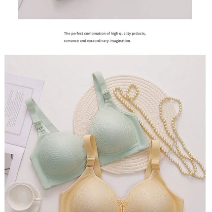 Sexy Lace Flower Surface Women Bra Four Rows Of Three Buttons No Steel Ring Large Size Underwear Skin-Friendly And Soft Lingerie