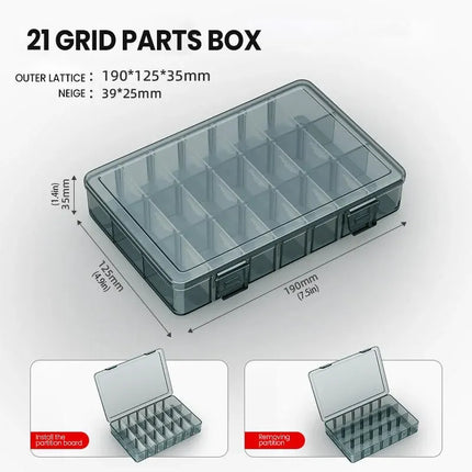 AIRAJ Plastic Tool Parts Box Storage Screw Box Tool Classification Electronic Component Drill Bit Accessories Thickened Grid Box