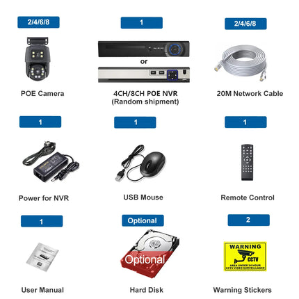 XMEYE Waterproof 6MP HD POE Surveillance Camera System Dual Lens PTZ WIFI IP Home Security 4CH 8CH POE NVR Video H.265 CCTV Kit