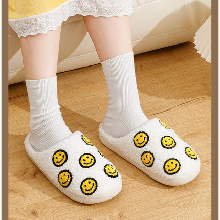 Little Cute Smile Face Slippers Houseshoes Women's House Smile Ladies Indoor Winter Fluffy Cozy Home Comfy Women Shoes