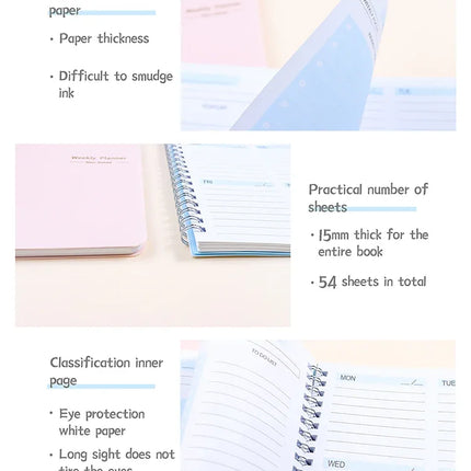 Planner Schedule Agenda Efficiency Notebook Daily Weekly Monthly Diary Journal for Students School Office Stationery Supplies