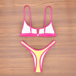 Splicing Denim V Shaped Thong Bikini Women Swimsuit Female Swimwear Two Pieces Bikini Set Bather Push Up Bathing Suit Swim Lady