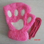 Cat Claw Gloves Winter Cute Cartoon Cat Girls Fingerless Gloves Thickened Velvet Bear Paw Half Finger Gloves